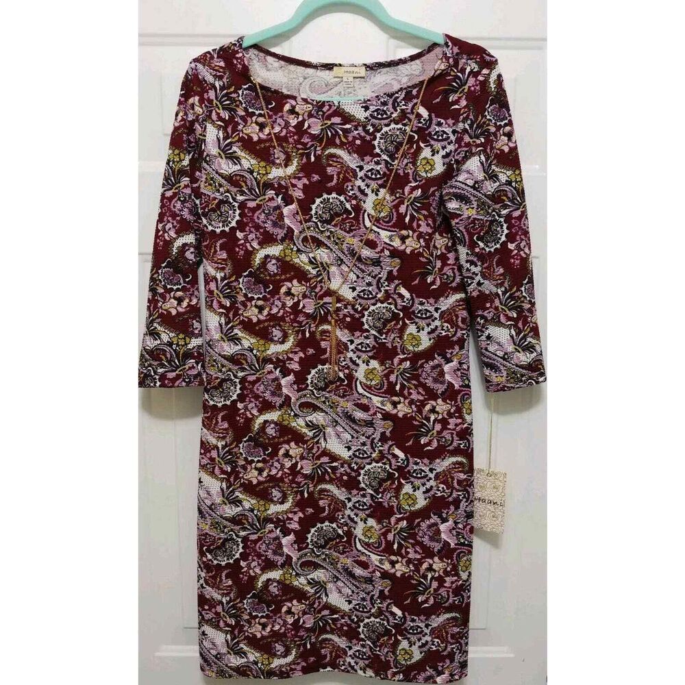 Haani Womens Bold Multicolored Knee Length 3/4 Sleeve Dress Size Small Nice!